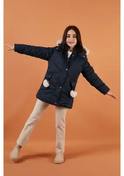 Lela Kız Çocuk İç Peluş Astarlı Kapüşonlu Şişme Mont 6035034 - Şık ve Sıcak Kış Kıyafeti