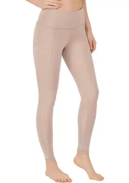 Los Ojos Kadın Bej Yüksek Bel Çift Cepli Spor Tayt: Şık ve Fonksiyonel Spor Giyim Seçeneği