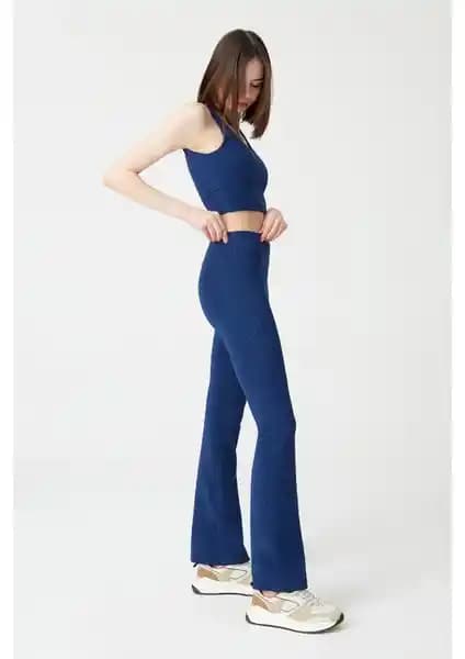 Los Ojos Kadın Lacivert Yüksek Bel Toparlayıcı Çift Cepli İspanyol Paça Tayt Özellikleri