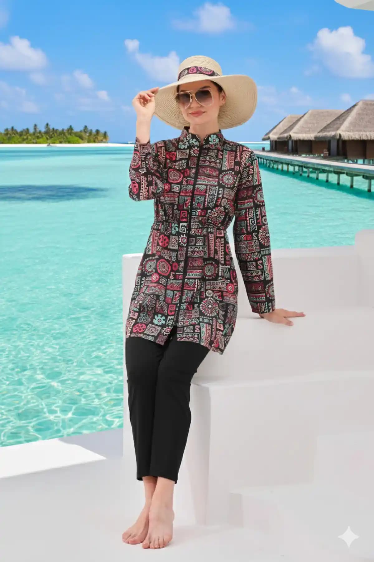 MAG FASHION 3 Parça Boydan Fermuarlı Tesettür Mayo Şıklık ve Fonksiyonellik Bir Arada