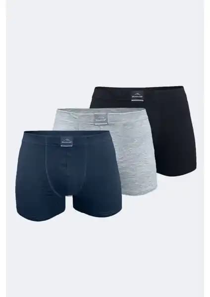 Malabadi Erkek Siyah Gri Füme 3'lü Boxer Seti Yüksek Konfor ve Şıklık Sunar
