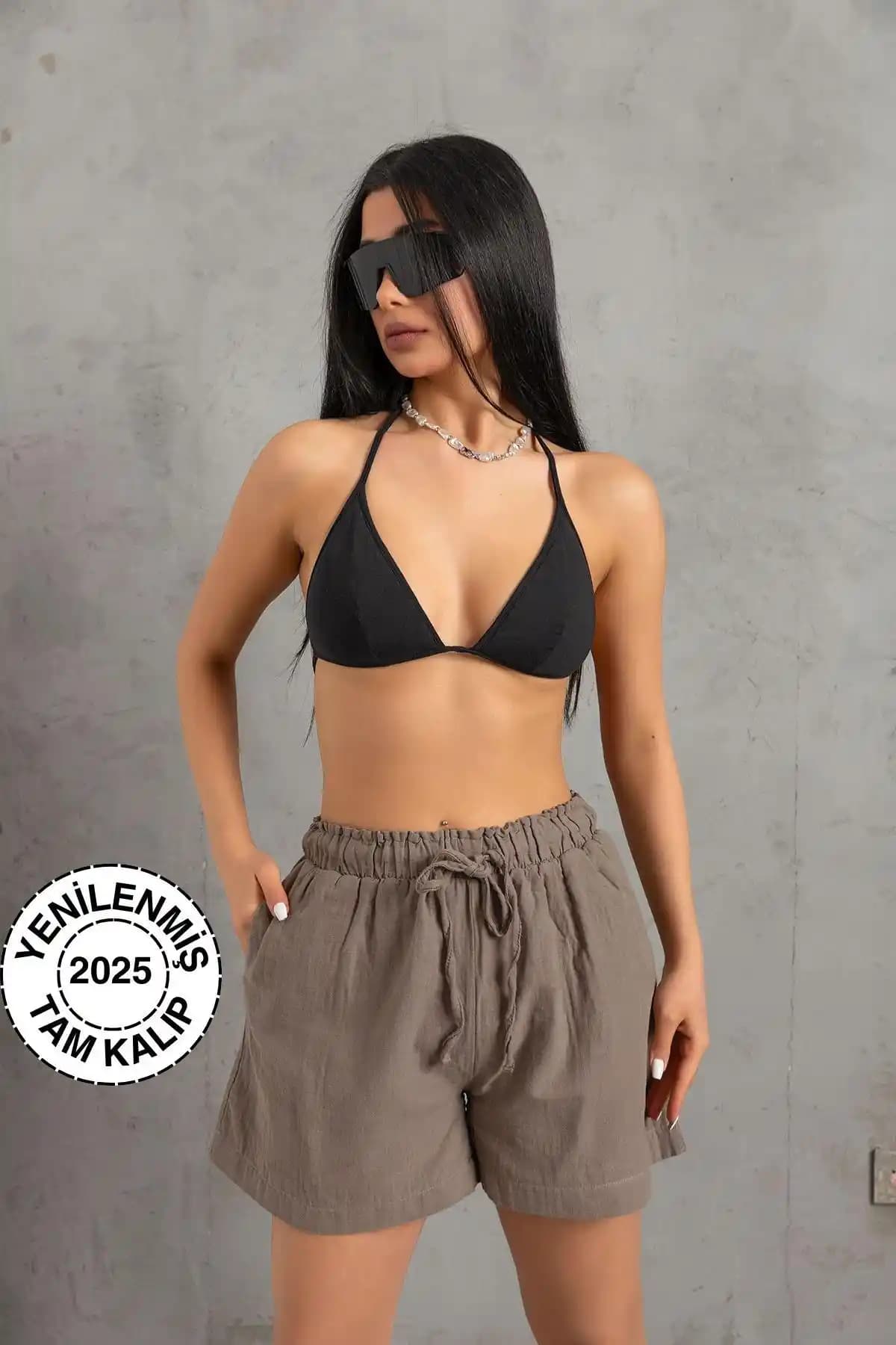 Maule Vizon %100 Pamuk Müslin Kadın Şortu Yazlık Rahat ve Şık Tasarım