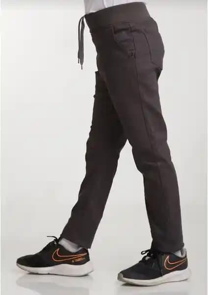 Mavimoure Çocuk Beli Ribanalı Tam Lastikli Kanvas Kumaş Okul Pantolonu