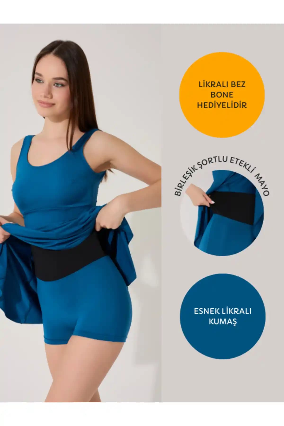 Myfirstsea Kadın Likralı Birleşik Şortlu Etekli Mayo: Şıklık ve Konforun Modern Buluşması