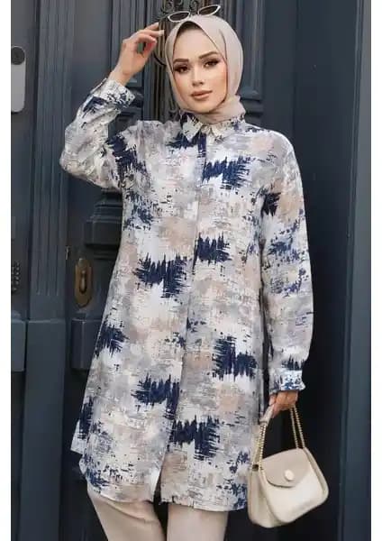 Neva Style Desenli Vizon Tesettür Tunik 11677V: Şık ve Rahat Günlük Kullanım İçin