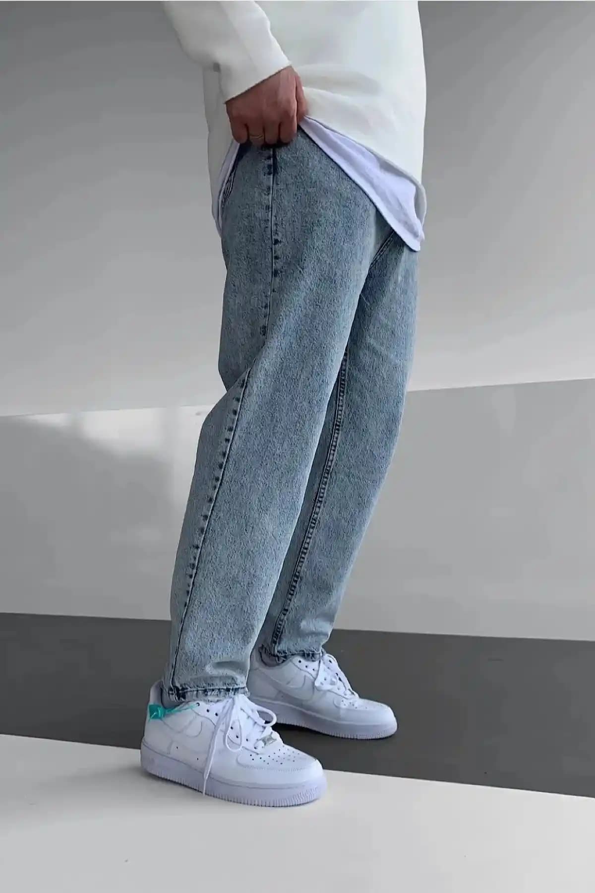 NO61 MAN Baggy Asit Yıkama Taşlamalı Kot Pantolon: Günlük ve genç tarzlar için rahat ve şık seçenek