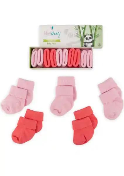 Novibaby Bambu Yenidoğan Bebek Çorapları 5'li Set Doğal ve Konforlu Bebek Ayakları
