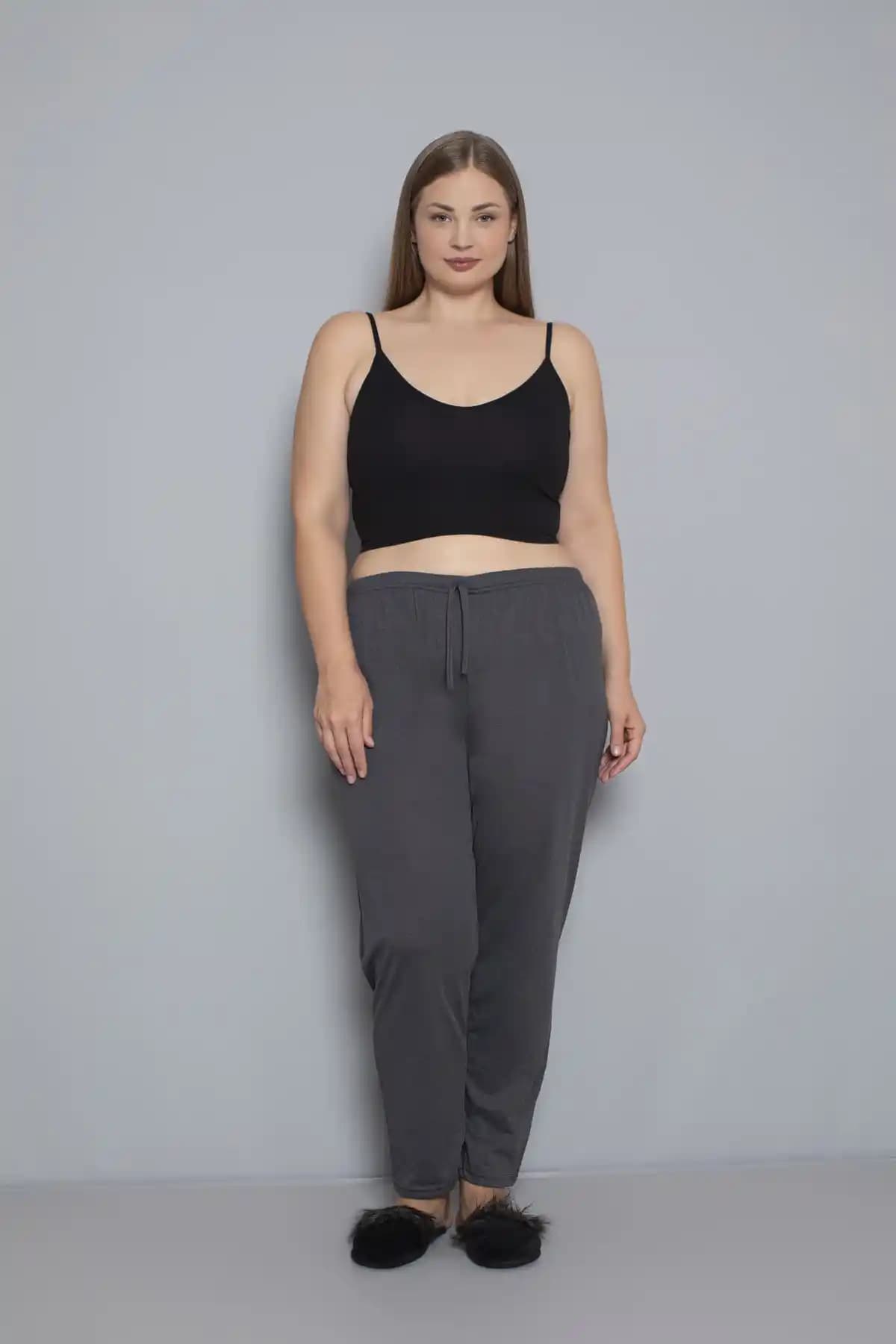 Orly More Büyük Beden Kadın Pamuklu Yüksek Bel Pijama Altı Günlük Rahatlık İçin Uygun