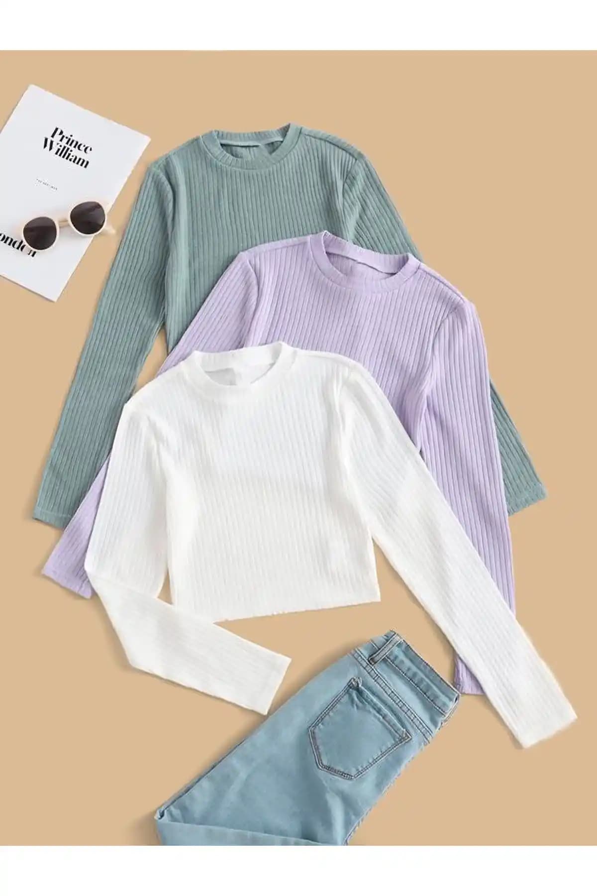 ÖZ PAMUK Kadın 3'lü Fitilli Crop Bluz: Modern Tasarım ve Konforun Birleşimi