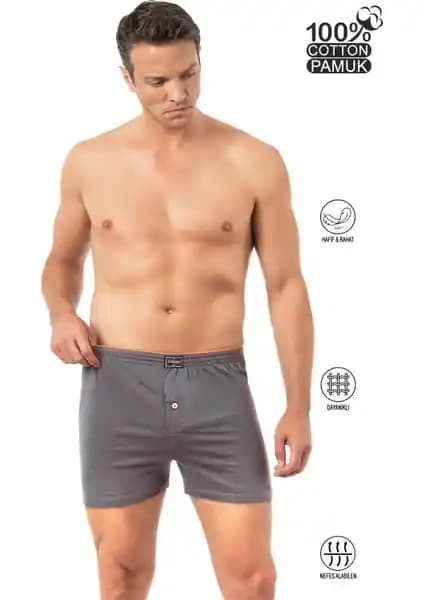 Özkan Erkek Şardonlu Pamuklu Düğmeli Penye Boxer - Konfor ve Şıklık Sunar
