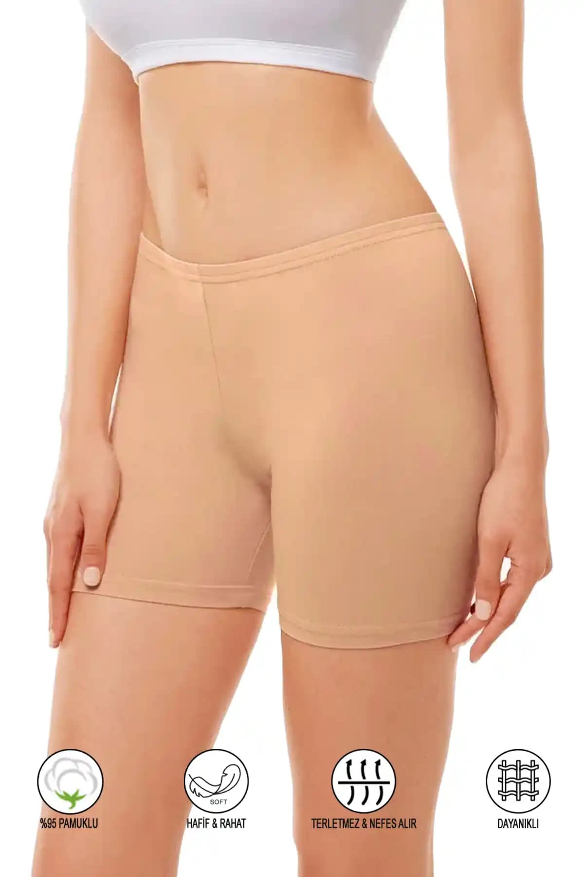 Özkan Kadın Pamuklu Likralı Süprem Esnek Rahat Ara Boy Diz Üstü Kısa Tayt Şort Boxer