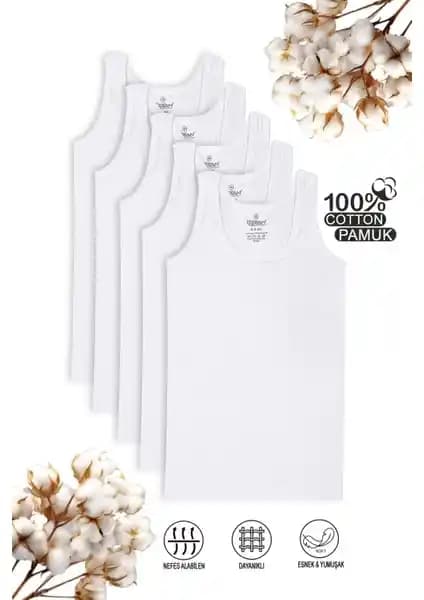 Özkan Underwear 0801 Erkek Çocuk Ribana Atlet 5'li Paket Konfor ve Kalite Sunar