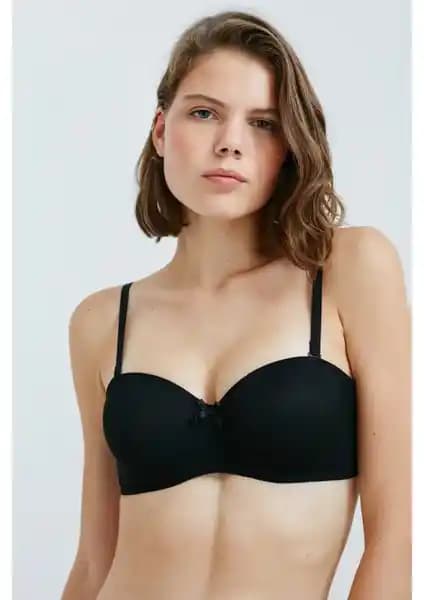 Penti Siyah Toparlayıcı Balenli Dolgusuz Straplez Lotus Sütyen: Şıklık ve Konforun Mükemmel Buluşması