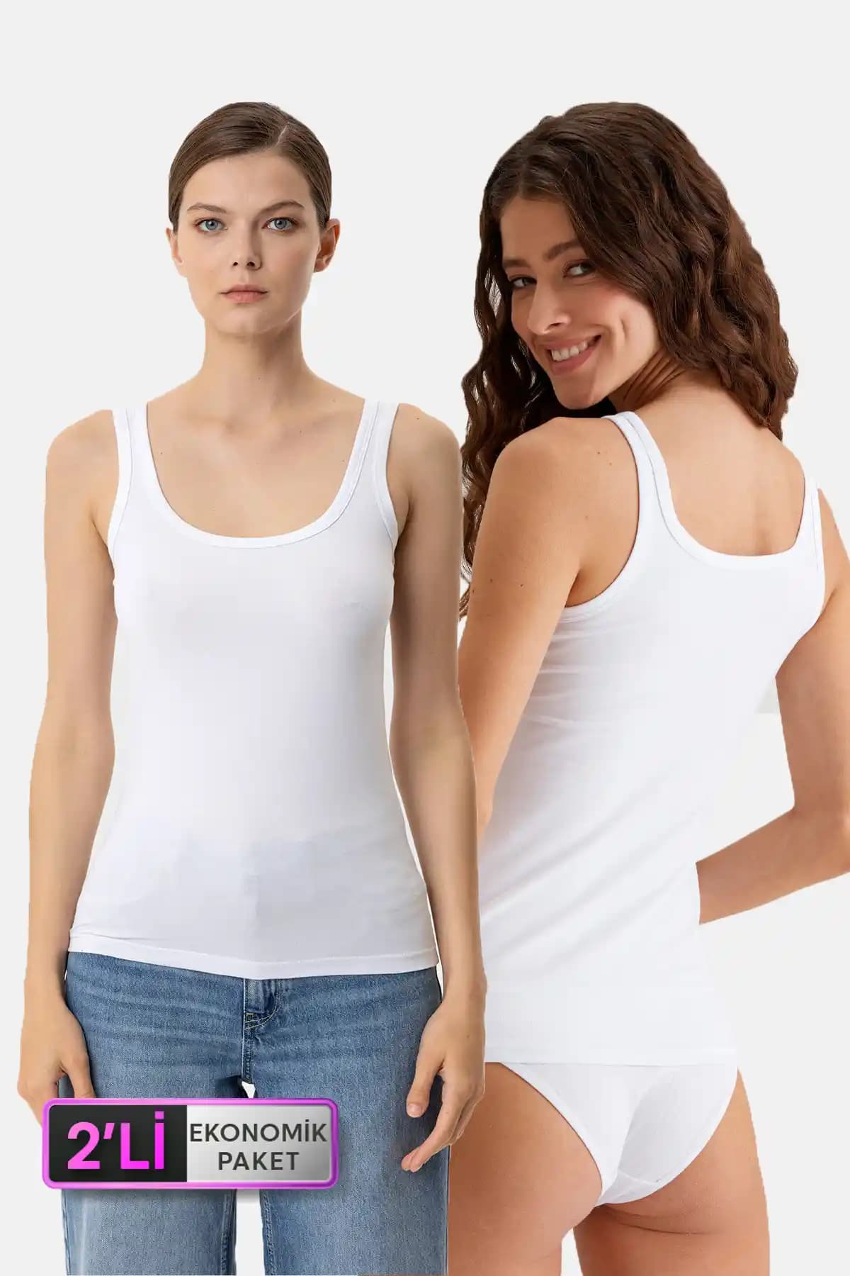 Pierre Cardin 2'li Atlet Seti Beyaz Renkli Pamuk Elastan İç Giyim Ürünü