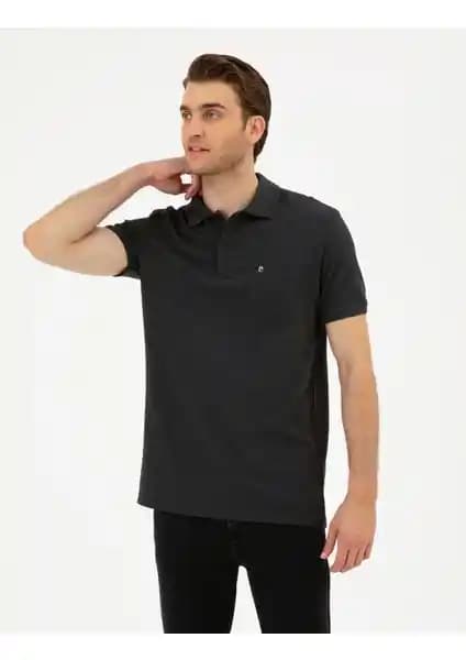 Pierre Cardin Erkek Antrasit Melanj Regular Fit Basic Tişört Günlük Kullanım İçin Uygun