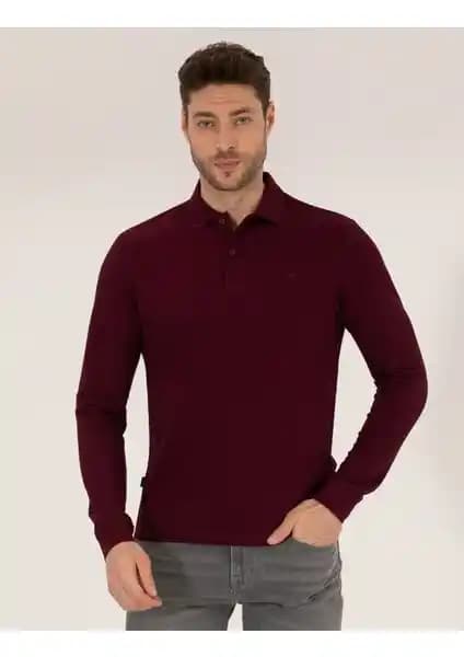 Pierre Cardin Erkek Bordo Slim Fit Basic Sweatshirt Şıklık ve Konforun Buluşması