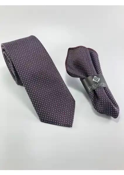 Pierroni Bordo Beyaz Nokta Desen Mendilli Kravat: Şıklık ve Kalitenin Modern Buluşması