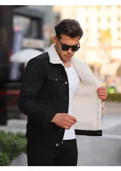 Pobudo Siyah Renk İçi Kürklü Erkek Kot Mont: Günlük Şıklık ve Konfor Sunan Tasarım