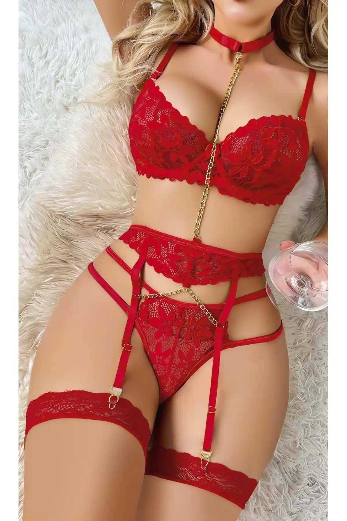 Retro Steampunk Fantezi Kostüm Zincirli Jartiyer Takımı Kadınlar İçin Şık ve Zarif Tasarım