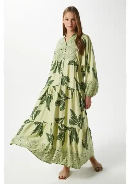 Ritnice Modest Freya Yeşil Kadın Elbisesi: Modern ve Rahat Yazlık Giyim Seçeneği