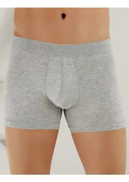 Şahinler Erkek Gri Likralı Yazılı Torbalı Boxer ME031 - Konfor ve Dayanıklılık