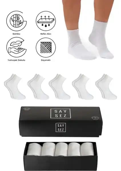 Saysez Bambu Erkek Yarım Konç Düz Beyaz Çorap: Sağlıklı ve Şık Günlük Kullanım Çorapları