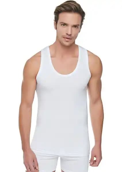 Seher Yıldızı Erkek Beyaz ve Siyah 3'lü Pamuklu Penye Atlet Seti