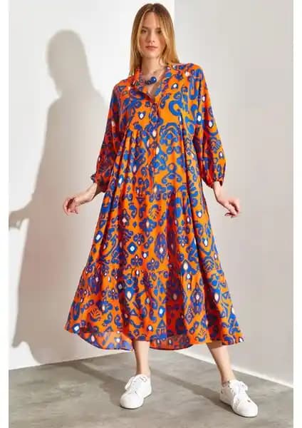 Shade Kadın Multi Desenli Viskon Elbise: Günlük Şıklık ve Konfor Sunan Modern Tasarım