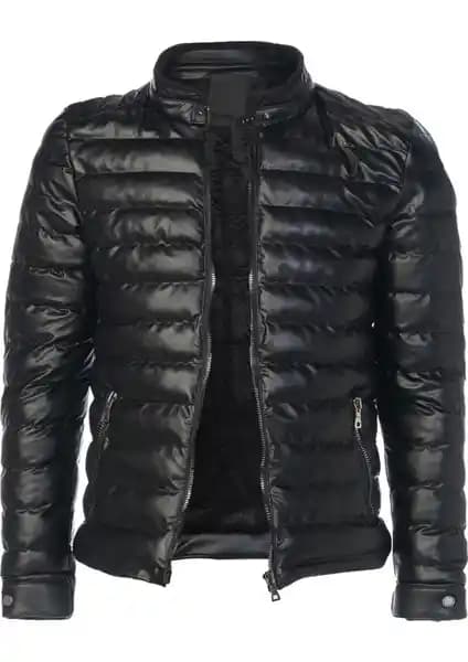 Sivaist Erkek Siyah Slim Fit Kürklü Su Itici Şişme Deri Mont ve Yelek Özellikleri