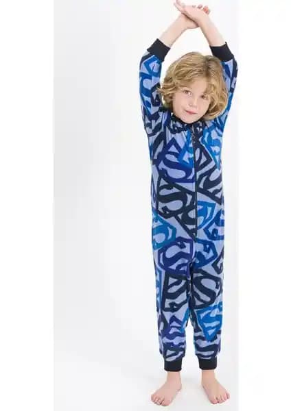 Superman Lisanslı Lacivert Erkek Çocuk Polar Tulum: Konfor ve Tarzın Buluşması