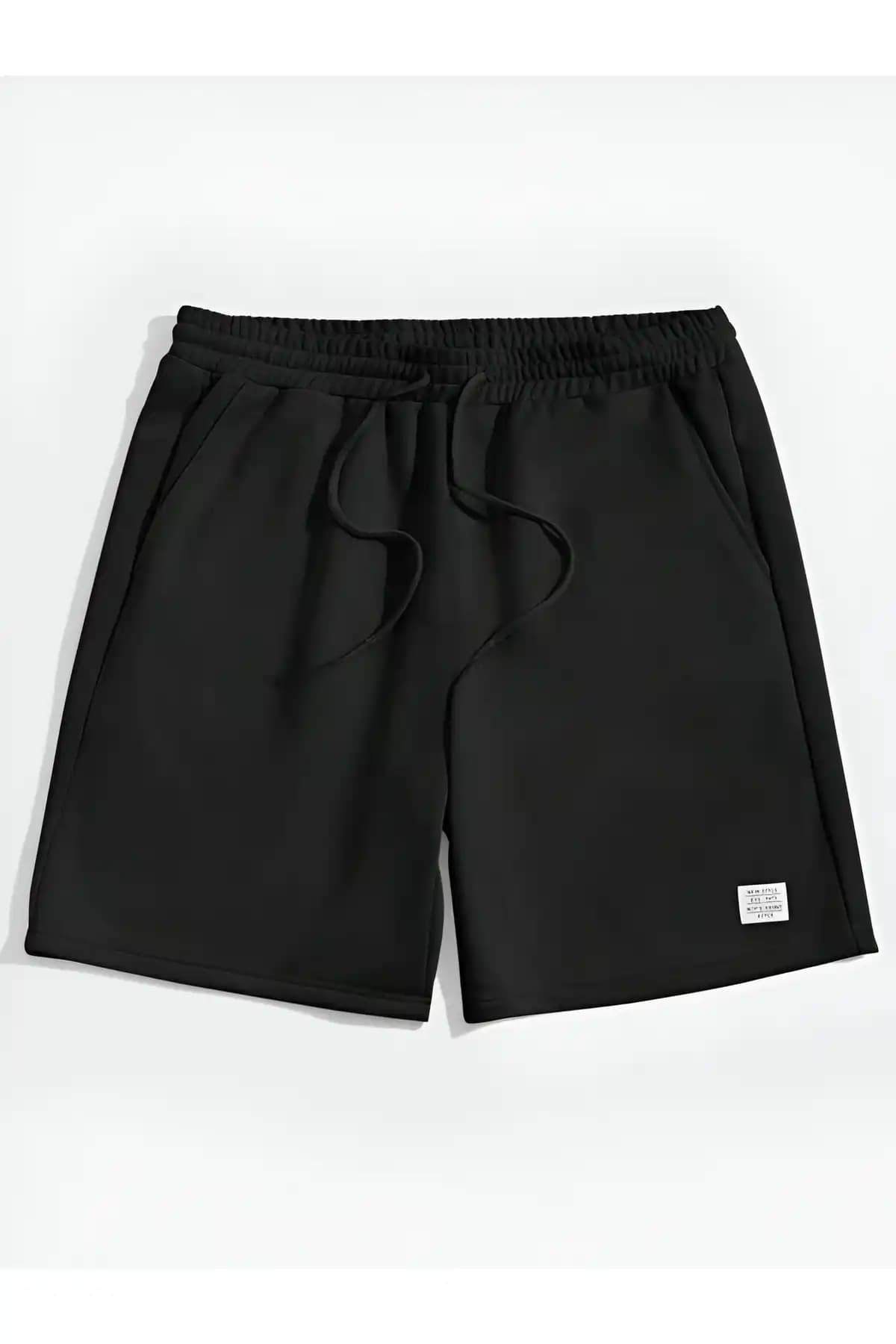 Trendgar Siyah Baskılı Unisex Şort Günlük Şıklık ve Konfor Sunan Modern Tasarım