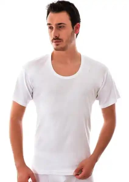 Tutku 6 Adet Beyaz Pamuklu Bisiklet Yaka Yarım Kol Fanila Seti Günlük ve Spor Kullanımı İçin