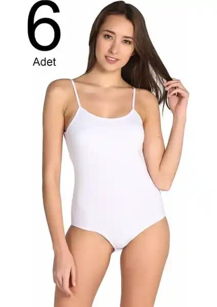 Tutku Kadın Beyaz 6'lı Paket İp Askılı Likralı Kancalı Çıtçıtlı Body Özellikleri