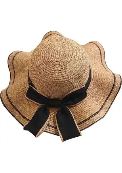 Yongtai Hailihui Fiyonk Dekorlu Kadın Hasır Şapka Yaz Aylarının Vazgeçilmezi