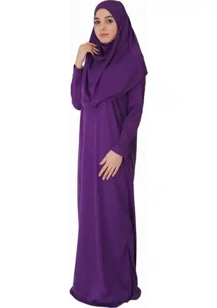 Zehranaz Menekşe Moru Kadın Namaz Elbisesi Şıklık ve Konfor Sunan Tasarım