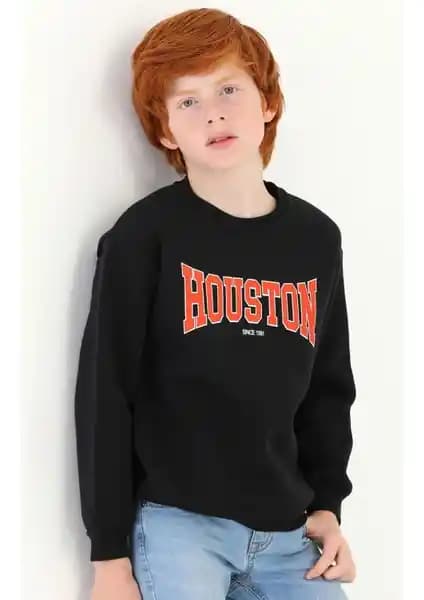 Zepkids Erkek Çocuk Houston Baskılı Sweatshirt: Şık ve Rahat Günlük Giyim Seçeneği