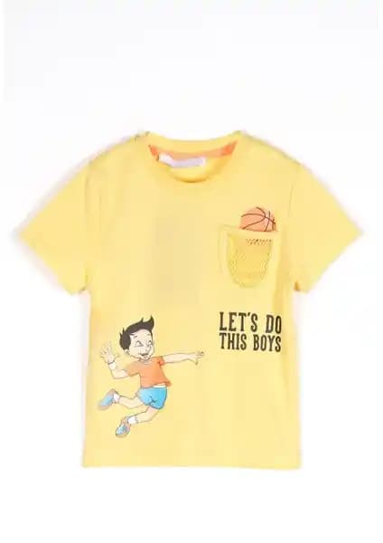 Zepkids Erkek Çocuk Lets Do This Baskı Fileli Cepli T-shirt Günlük Kullanım İçin Uygun