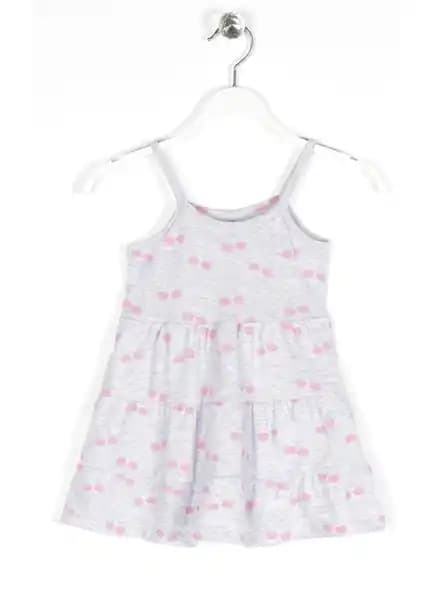 Zepkids Kız Çocuk Kiraz Desenli Grimelanj Renkli Askılı Elbise - Yazlık ve Rahat Tasarım