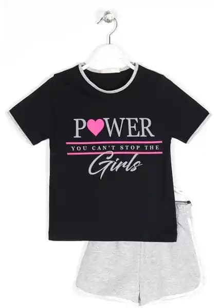 Zepkids Kız Çocuk Power Baskılı Şortlu Takım: Renkli ve Rahat Yazlık Kız Giyim Seçeneği