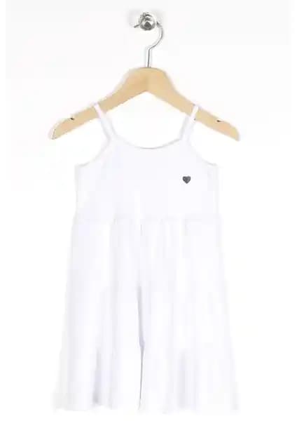 Zepkids Kız Çocuk Regular Fit Kalp Baskılı Askılı Kolsuz Elbise - Yazlık ve Rahat Tasarım