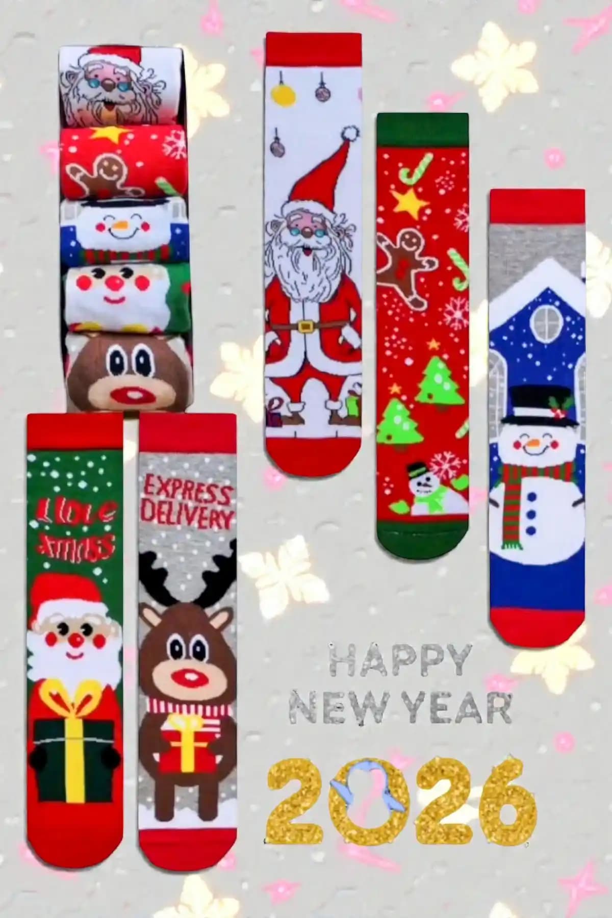 ZEYZEY MONKEY 5'li Yılbaşı Temalı Premium Kalite Çorap Seti Şık ve Konforlu Tasarım