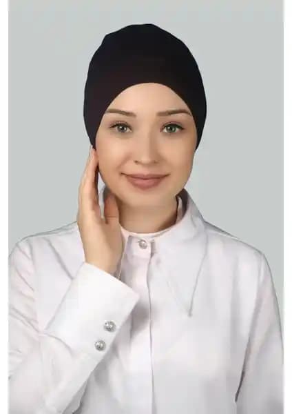 Altobeh Hazır Pratik Geçmeli Uzun Boru Tesettür Bonesi Koyu Kahverengi Şıklık ve Konfor Sağlar