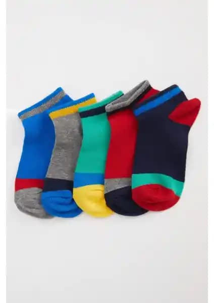 DeFacto Erkek Çocuk Desenli Pamuklu 5'li Kısa Çoraplar Günlük Konfor ve Renkli Tasarım