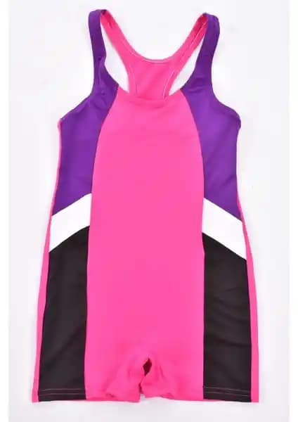 Pemilo Kız Çocuk 304-1 Şortlu Likralı Yüzücü Mayo Pembe Renkli Çocuklar İçin Uygun