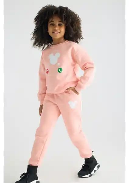 Zepkids Kadın Çocuklar İçin Şık ve Konforlu Somon Renkli Uzun Kollu Takım