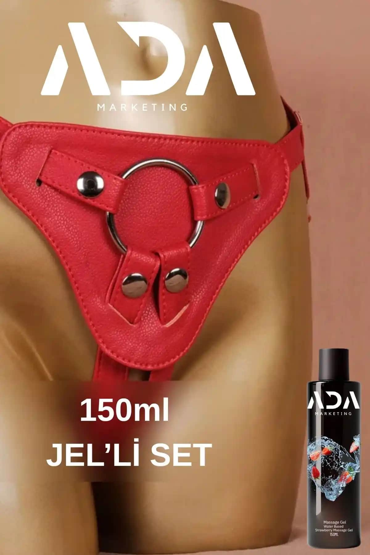 Ada Marketing Metal 3 Halkalı Strap On ve Kayganlaştırıcı Jel Seti Türkiye Üretimi