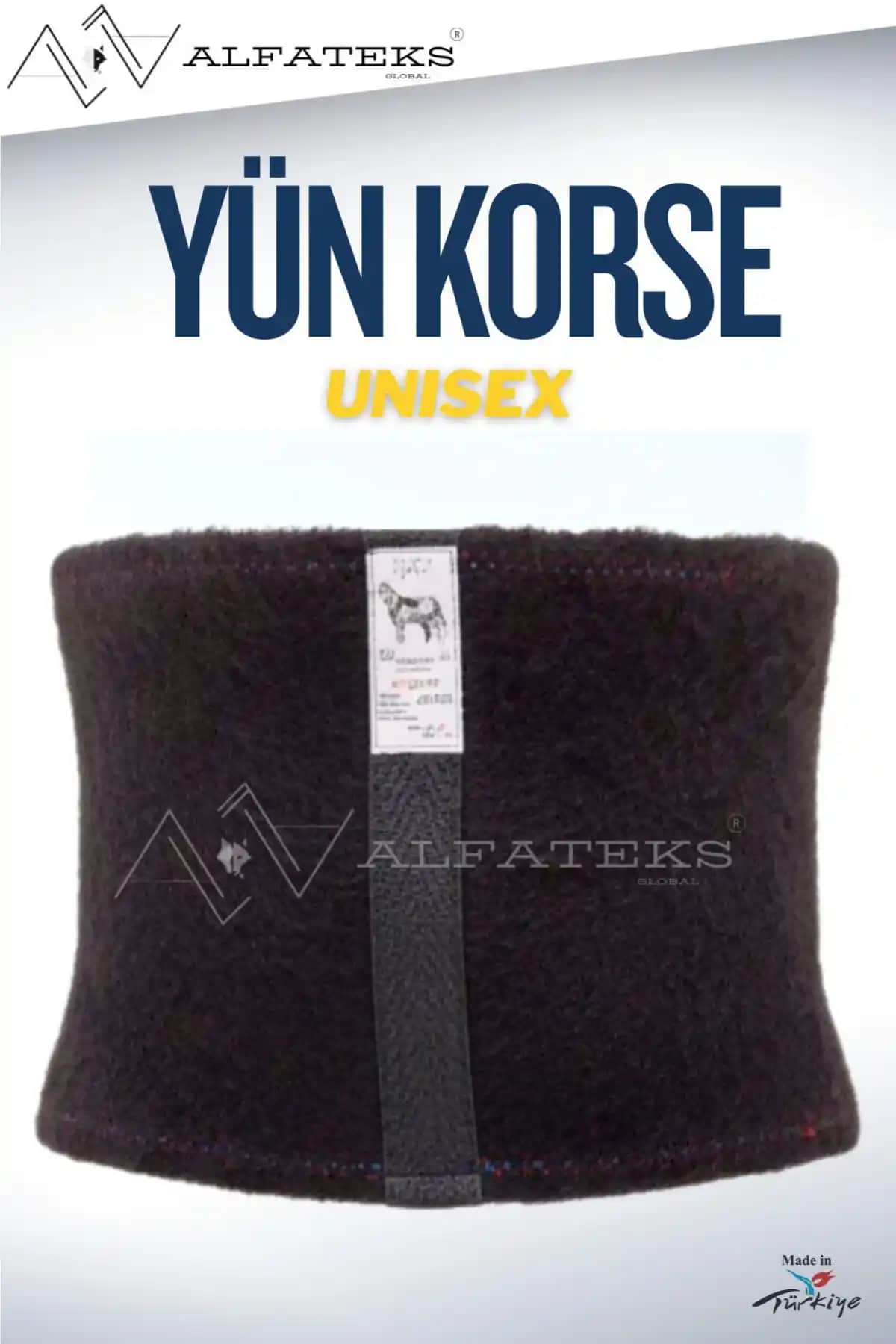 ALFATEKS Siyah Unisex Termal Yün Bel Korse: Konfor ve Koruma Sunan Modern Tasarım