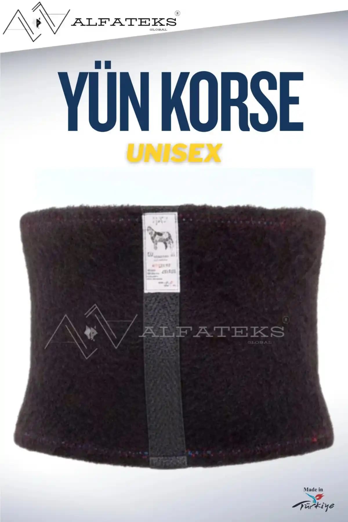 ALFATEKS Siyah Unisex Termal Yün Bel Korse: Konfor ve Koruma Sunan Modern Tasarım