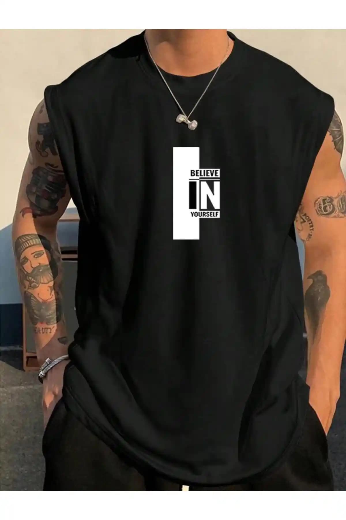 FAVORİST Believe Baskılı Kolsuz Atlet Tshirt Erkekler İçin Modern ve Konforlu Tasarım