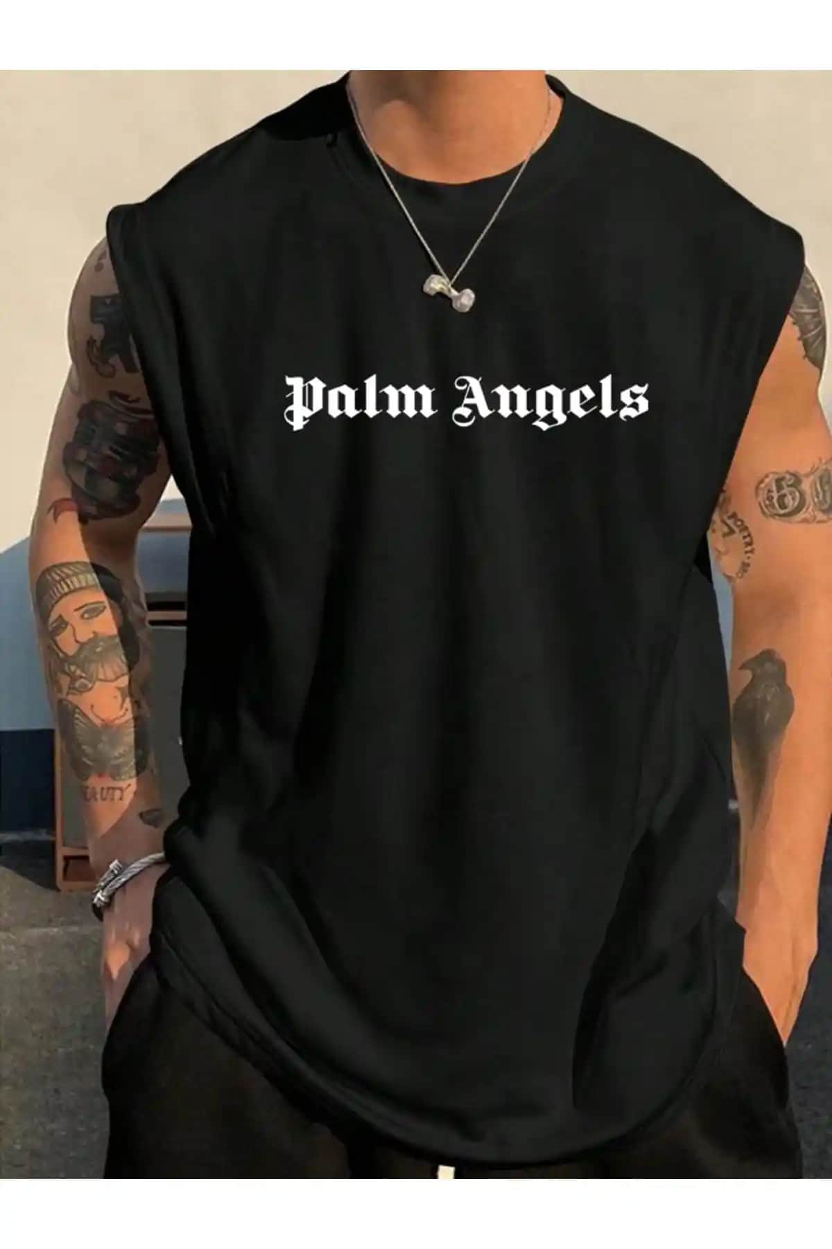 Favorist Palm Angels Baskılı Kolsuz Atlet Tişörtü Modern ve Şık Tasarımıyla Günlük Kullanım İçin Uygun